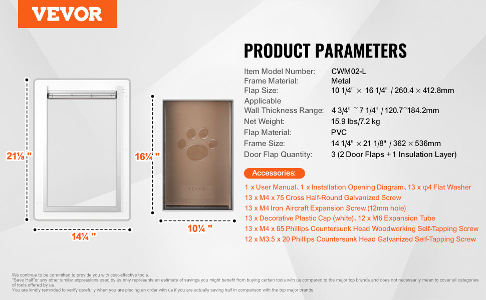 Large 3-Flap Insulated Door with Secure Lock for Dogs & Cats