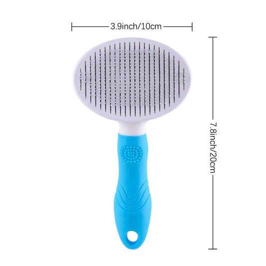 Dog & Cat Grooming Brush, Self Cleaning Slicker Brushes for Dogs Cats Pet Grooming Brush Tool Gently Removes Loose Undercoat, Mats Tangled Hair Slicker Brush for Pet with Flea Comb