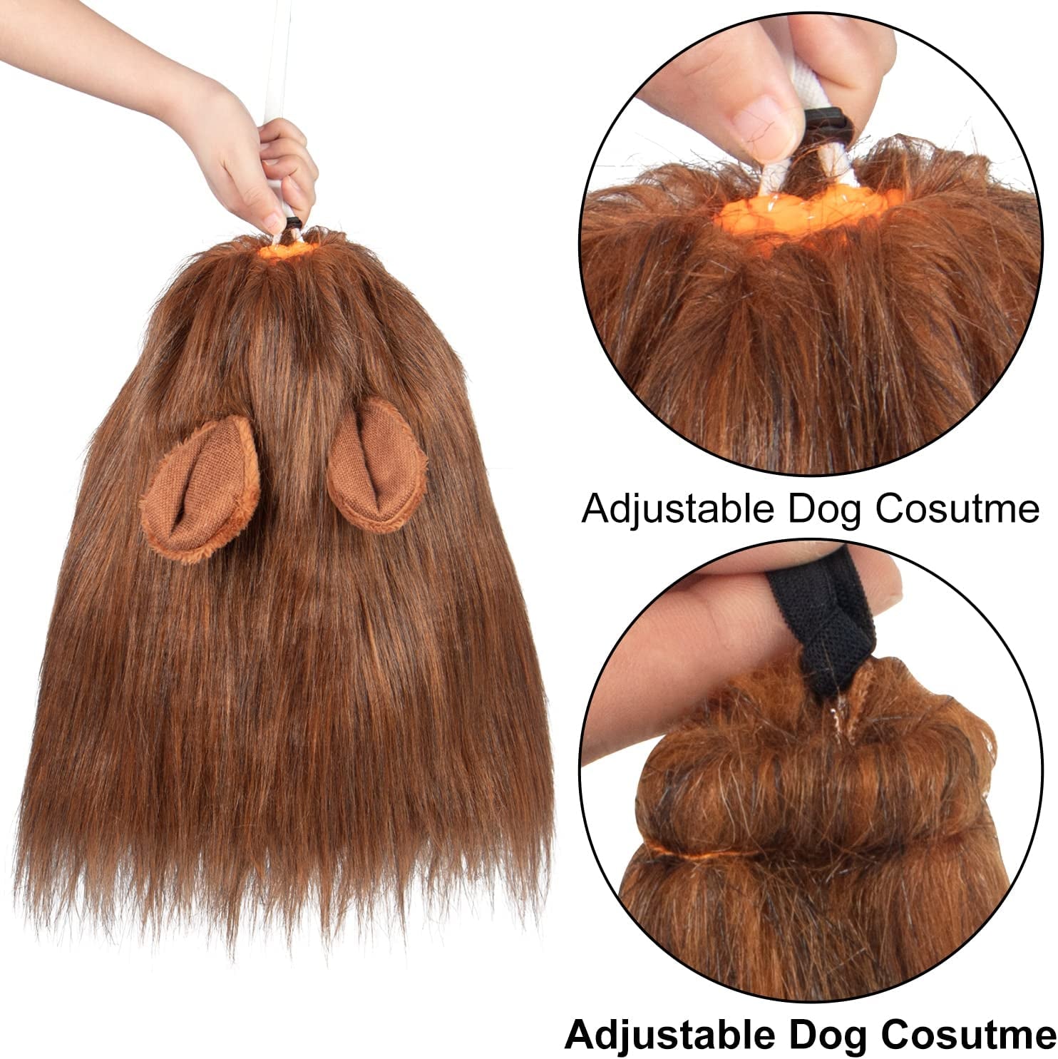 Realistic Dark Brown Lion Mane Wig for Medium to Large Dogs - Perfect Halloween Costume Accessory!