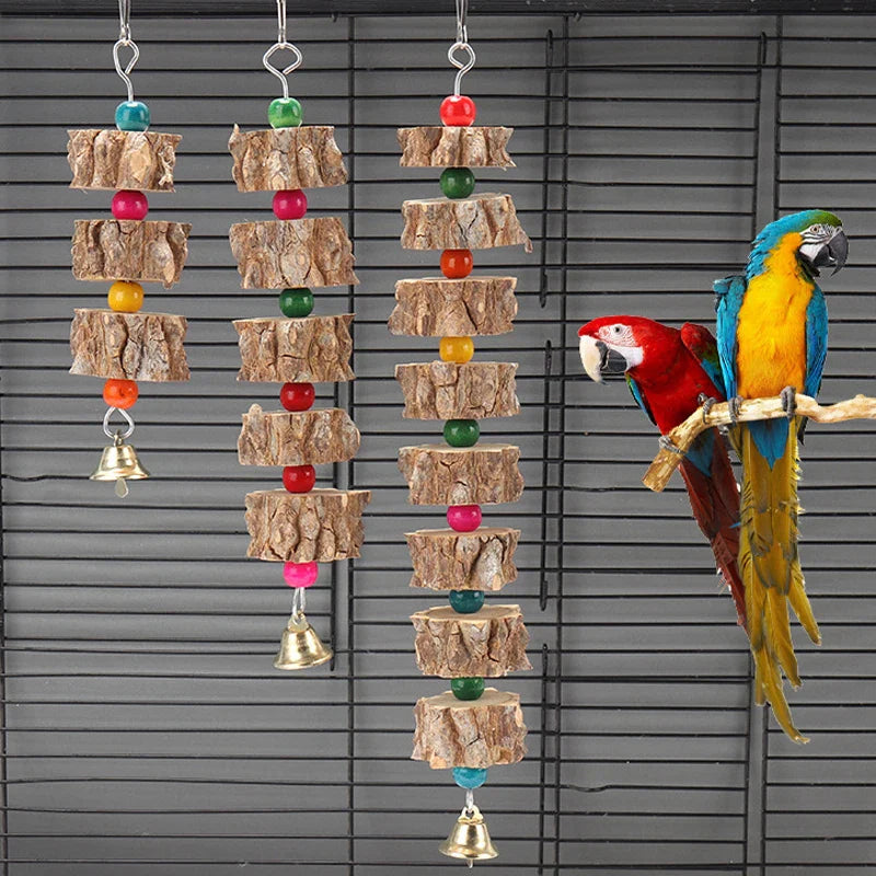1Pc Parakeet Wooden Chew Toy, Hanging Wood Cookies for Pecking and Chewing, Great for Parrots, Macaws, African Grays & Conures