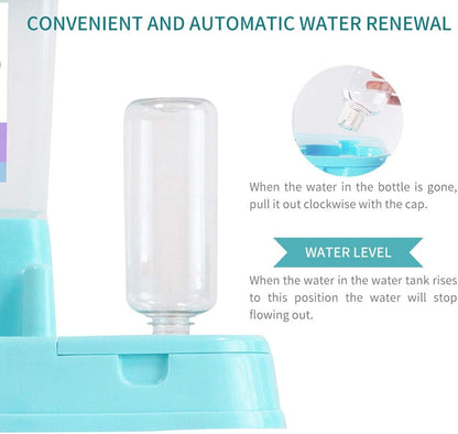 2-In-1 Pet Automatic Feeder Dog Food Water Dispensers with Large Capacity Food Container Gravity Water Bottle (Blue)