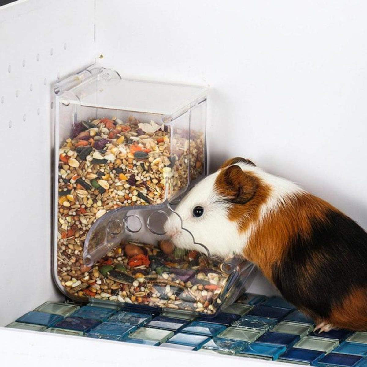 Hamster Feeder,Automatic Food Dispenser Plastic Bowl ,Suitable for Feeding Hamsters, Guinea Pigs, Pigeons, Parrots, Hedgehog,And Other Small Animals (400ML)