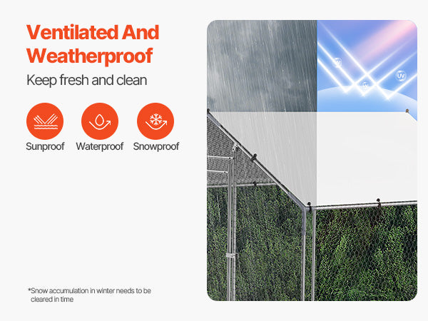 Large Metal Outdoor Enclosure with Roof Cover & Security Lock for Chickens, Ducks & Rabbits