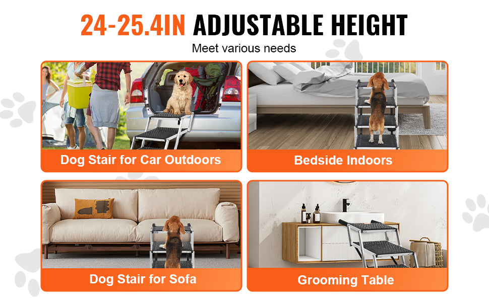 Lightweight Aluminum 4-Step Design – Supports Dogs up to 150 lbs