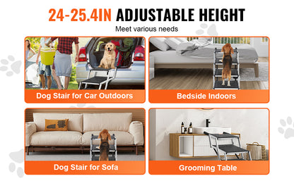 Lightweight Aluminum 4-Step Design – Supports Dogs up to 150 lbs