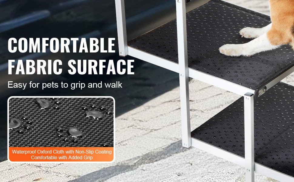Lightweight Aluminum 4-Step Design – Supports Dogs up to 150 lbs