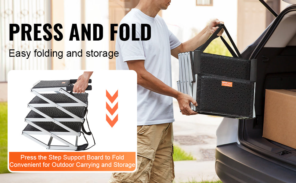 Lightweight Aluminum 4-Step Design – Supports Dogs up to 150 lbs