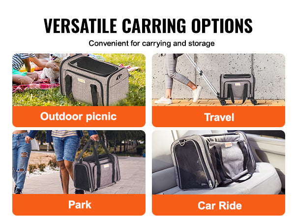 Airline-Approved Wheeled Carrier with Telescopic Handle for Cats & Small Dogs